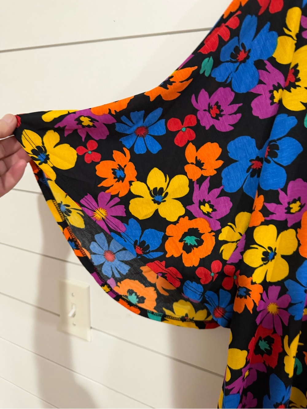 Dear Scarlett Black V-Neck Tunic with Bright Multicolor Floral Print - Picture 2 of 4